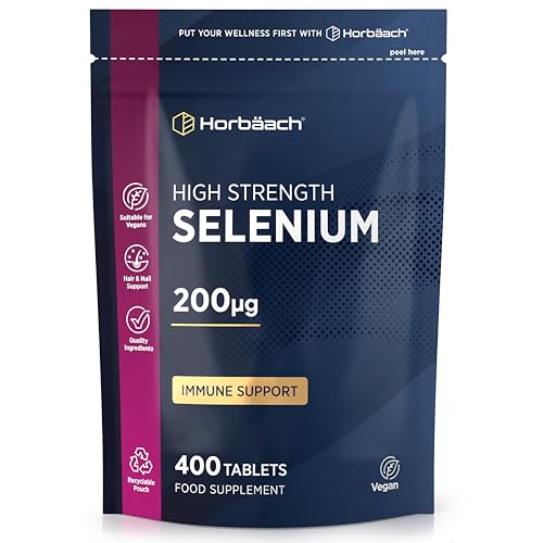 Horbaach 200mcg Selenium Supplement, 400 Vegan Tablets