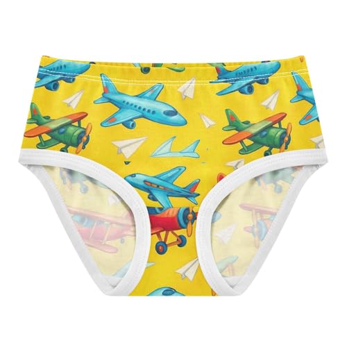 Joisal Toddler Girls Underwear 2t Cotton Girl Panties Cute Florals Briefs Underpants Cartoon Airplanes Yellow - Main Image