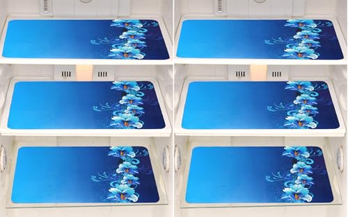 Image of Refrigerator Drawer Mat /Fridge Mat Set of 6 Piece (11.5 X 17.5 Inches) (Blue Flower)