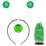 Funcredible Green Alien Antenna Headband and Glitter – Martian Costume Accessories for Cosplay, Festivals and Theme Parties