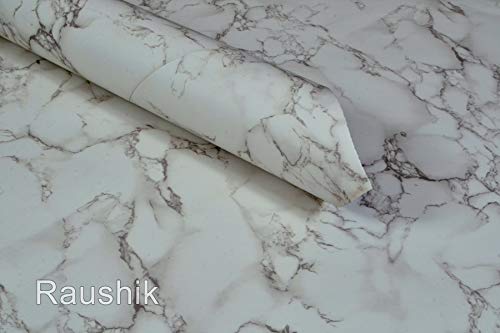 Image of Self Adhesive Gloss Vinyl Wrap Film, High Gloss Marble Furniture Film Wallpaper (24 * 48 inch, Rustic White)