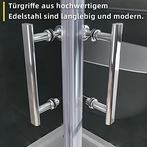 SONNI Duschkabine 90x90 cm Eckeinstieg 195cm Höhe mit Pendeltüren aus 6 mm NANO-Glas Duschkabine Scharniertür Duschabtrennung Eckeinstieg