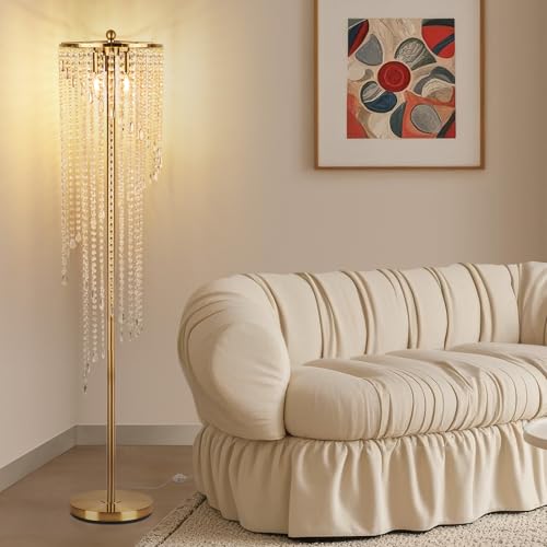 QiMH 63 Gold Floor Lamp for Living Room Tall Lamps for Corner