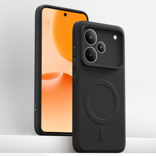 Image of Pikkme Back Cover for Realme P4 Pro 5G Soft Matte Silicone Mag-Safe Design (Mag-Safe Not Support) Camera Protection | Slim Fit Bumper Cover (Black)