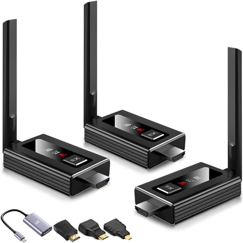Wireless hdmi splitter, hdmi wireless transmitter and 2 receivers upgrade kit, up to 8RXs; 2.4/5.8G@60Hz,165FT,wireless adapter expander suitable for Streaming Video/audio to Monitor from Laptop/PC/TV