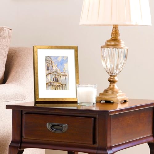 Image of upsimples 8x10 Picture Frame, Display Pictures 5x7 with Mat or 8x10 Without Mat, Wall Hanging Photo Frame, Bronze, 1 Pack