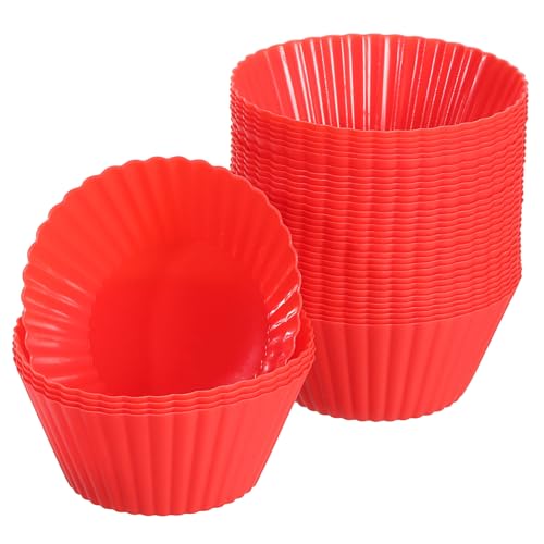 uxcell 36Pcs Silicone Cupcake Liners (Red)