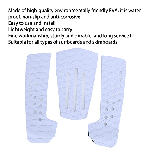 Gavigain Surfing Traction Pads Non Slip EVA Damp Proof Deck Pads Traction Pads Non Slip Surfboard Pads and Alkali Resistant Surfboard Tail Pads Surfing Accessories (White)