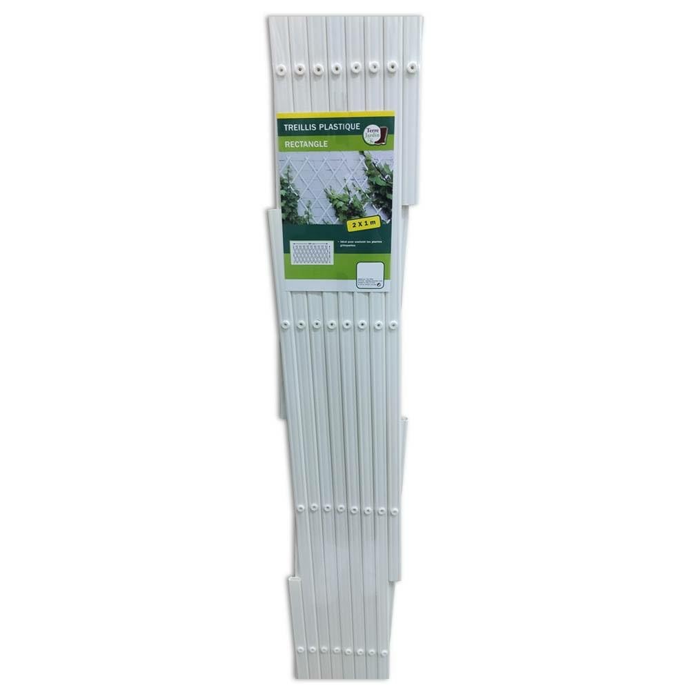 TERRE JARDIN - Treillis Jardin, 100 x 200 cm - Treillis Plastique Blanc, Extensible, Décoration Florale Murale
