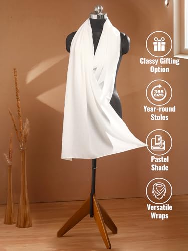 Image of Viscose Scarf for Women | Lightweight & Long | Stole for Women - Stylish Design | Neck Scarf, Hair Scarf, & Head Scarf for Women & Girls | All Season Accessory