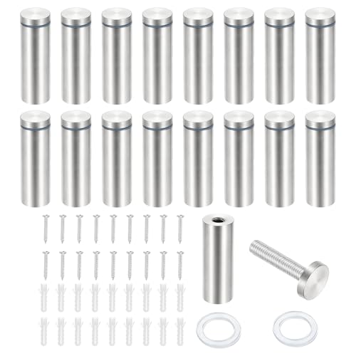 PATIKIL 1x2.8" スタンドオフスクリュー 16個 ステンレススチール スタンドオフ ウォールマウント ウォールサイン マウンティングハードウェア 広告 スタンドオフ ネイル アクリルサイン 額縁掛け シルバー