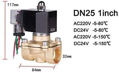 Electric Solenoid Valve Normally Closed Valve Brass Electric Solenoid Switch for Water Gas Oil Control (DN25 1 AC220V -5-150℃)