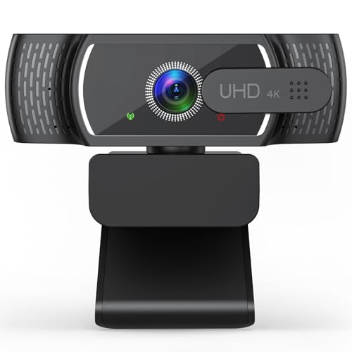 4K Webcam for PC Sony 1/2.5 Sensor PDAF Autofocus 2 Noise-Canceling Mics Privacy Cover 80 FOV Laptop Camera Works with Zoom Teams Google Meet Plug & Play USB Webcam for Streaming & Gaming