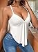 FIGKICKSEN Womens Tie Back Tank Tops Criss Cross Deep V Neck Spaghetti Strap Sexy Backless Cami Tanks Going Out Trendy Top White