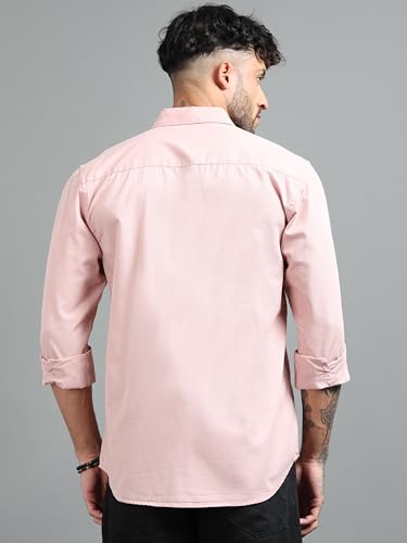 Image of Men Slim Fit Solid Spread Collar Casual Shirt