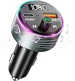 FM Transmitter Bluetooth 5.3 - SOARUN Fast Car Charger Adapter 54W [PD 36W & QC3.0 18W], Support Wireless Radio, Aux 3.5mm, Hands-Free Calling with 9 Colors LED Backlit