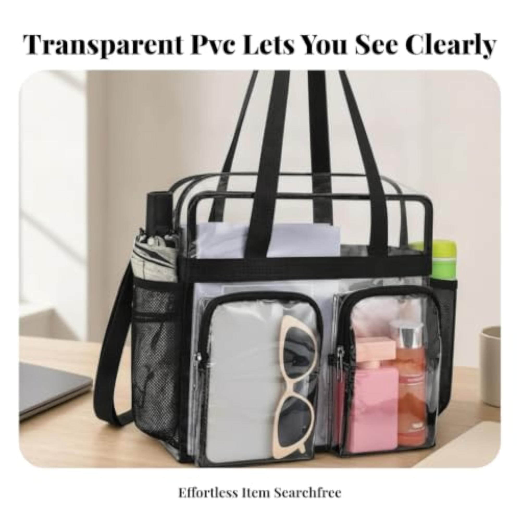 Reinforced Seams Clear Stadium Bag Zippered Clear Stadium Tote