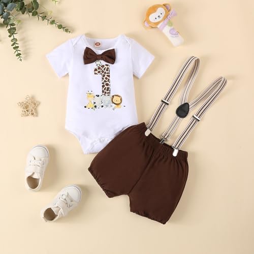 Conjunto de ropa para cumpleaños de bebé varón con mono y overol de dos piezas 2