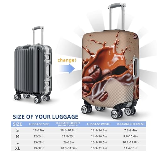 Coffee Beans Chocolate Splash Print Luggage Cover For Suitcase,Washable Elastic Travel Suitcase Protector With Zipper Closure And Bottom Buckle – Fits 18-32" Luggage-X-Large4