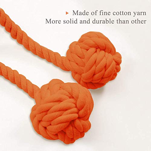 EleCharm 1Pair American Hand Knitting Curtain Rope Rural Cotton Rope Tie Band (Orange)