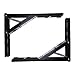 HMQQ 2 Piezas Escuadras Plegables Negras, Escuadras Estanterías Pesadas, Soporte para Estanterías De Pared, Angulo Recto Soporte De Fijación, Planchar, con Tornillos