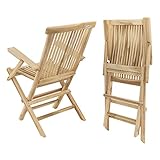 2er-Set Gartenstuhl Terrassenstuhl Klappstuhl aus Teak-Holz Hochlehner - 2