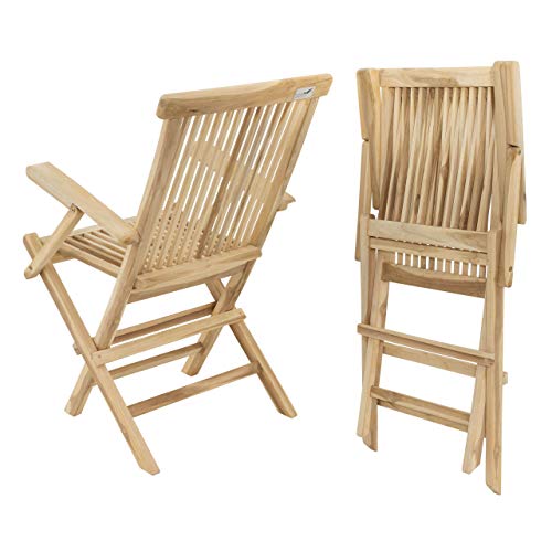 Divero Divero 2er Set Klappstuhl Bergamo aus Teak-Holz, unbehandelt - mit Armlehnen - Farbe: Natur-Braun Divero Divero 2er Set Klappstuhl Bergamo aus Teak-Holz, unbehandelt - mit Armlehnen - Farbe: Natur-Braun