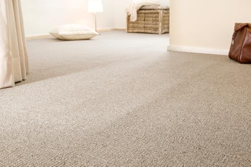 andiamo Teppichboden Brian für Wohnzimmer und Schlafzimmer - Teppichbelag aus 100% recyceltem Polyester - Meterware für die Verlegung auf Treppenstufen - Bodenbelag 400 x 200 cm Hellbeige