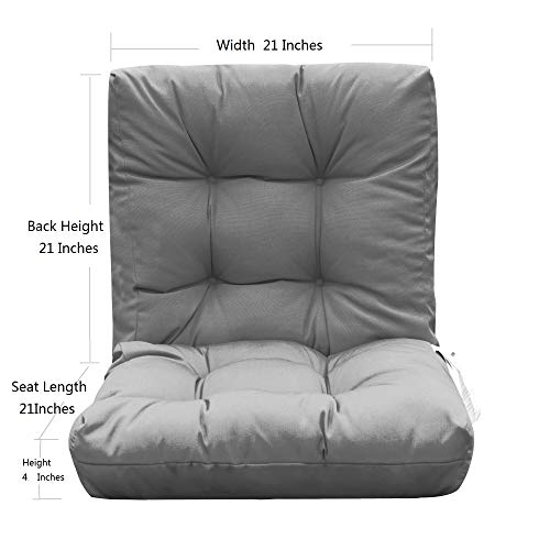 Qilloway Outdoor Seat/Back Chair Cushion Tufted Pillow, Spring/Summer Seasonal All Weather Replacement Cushions. (Grey) #TOP1