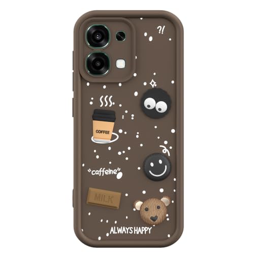 Image of Pikkme Back Cover for Oppo F31 5G / Oppo F33 5G | 3D Bear Silicone Cute & Fun Coffee Cartoon | Full Body Protection Bumper Case (Brown)