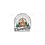 CafePress Camping Crew Fries Friends Drinks Aluminum License Plate, Front License...