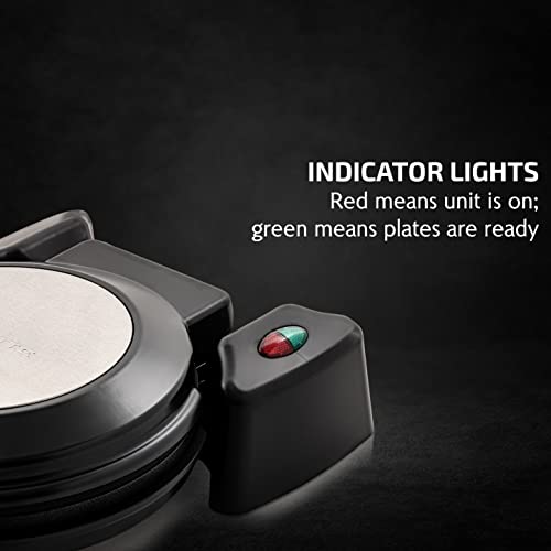 image for OVENTE Belgian Waffle Maker with Non-Stick Plates, 180° Rotating Func