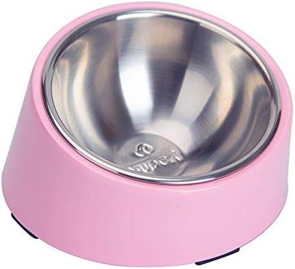 SUPERDESIGN Mess Free 15° Slanted Bowl for Dogs and Cats, Tilted Angle Bulldog Bowl Pet Feeder, Non-Skid & Non-Spill, Easier to Reach Food S/150ml Light Green