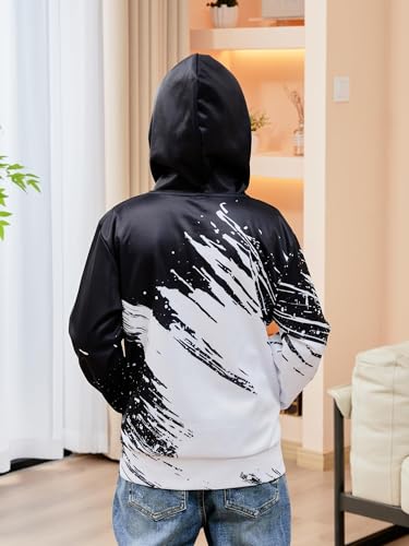 Idgreatim 6-14T Boys Zip Up Hoodies Kids 3D Graphic Hoody Sweatshirt Zipper Pullover with Pockets