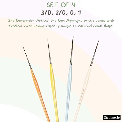 Image of Stationerie Handmade Soft Aqua Long Synthetic Hair with Stainless Wire Ideal for Art Paint, Watercolor, Quill, Oil Acrylics, Artists Round Brush Set (Candy Edition) (Candy Long Liner Set of 4)