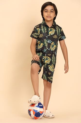 Image of Boys Printed Casual Shirt Short Sleeve Button Down Beach Shirt for Kids