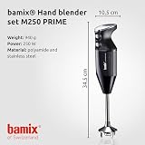 bamix M250 PRIME Zestaw blendera ręcznego z nożem wielofunkcyjnym, Trzepaczką, Tarczą ubijającą ze stali szlachetnej, 250 W, 2-stopniowy, Szwajcarski, Czarny/Chrom