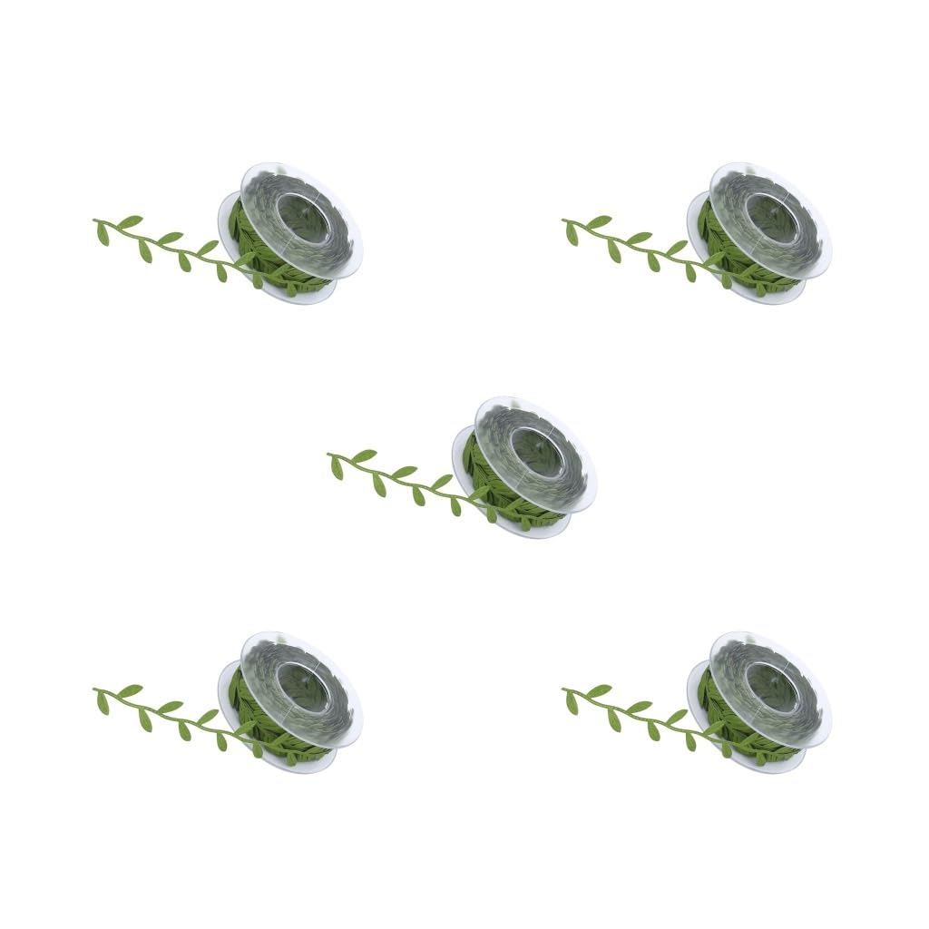 Rubans de feuilles vertes artificielles : lot de 5 rouleaux de 15m pour couture