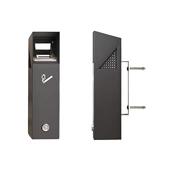 tonchean 15.7'' Outdoor Waste Receptacle Wall Mounted Trash Can, Waste Receptacle, Outdoor Receptacle, Commercial Garbage Bin, Corrugated Black Metal Trash Bin for Home Park Office 10x10x40cm