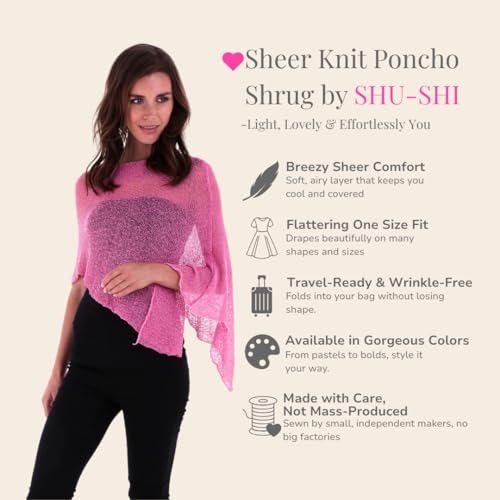 Image of SHU-SHI Womens Sheer Knit Poncho Shrug Lightweight Cover Up One Size Fits Most