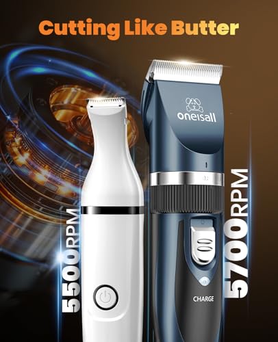 image for oneisall Dog Clippers and Dog Paw Trimmer Kit 2 in 1 Low Noise Cordles