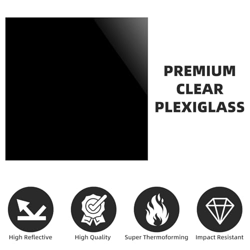 Image of 4 Pcs 12 inch x 12 inch Black Acrylic Sheets 1 /8 inch inch Thick (3mm), Black Square Plexiglass Sheets with Protective Paper for Signs DIY Display Projects, Craft, Photo Frames, Home Decor, white