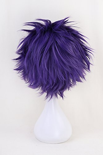 Ani·lnc Anime Cosplay Wig Short Purple Hair Synthetic Wigs With Free Cap #TOP3