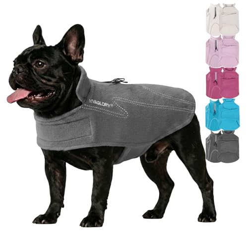 VIVAGLORY Wintermantel Hund Cozywrap Hundemantel Fleecemantel, XXS, Grau