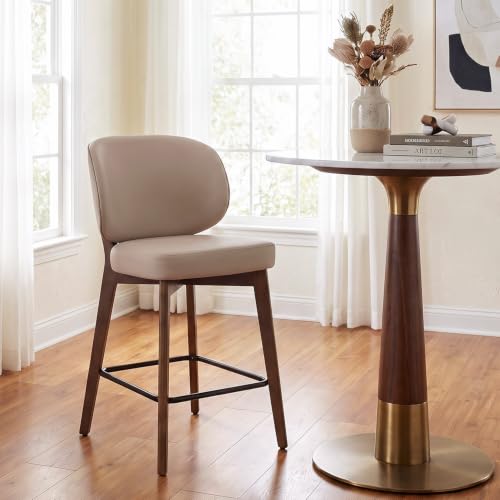 Image of YOUNUOKE Bar Stools Set of 2, 26 inch Counter Height Bar Stools, Khaki
