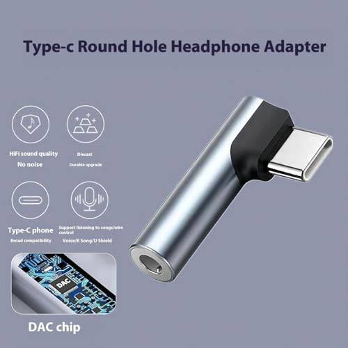 Image of USB C to 3.5mm Audio Adapter Type C Aux Headphone Jack DAC Stereo Mic HiFi Right Angle Dongle Compatible with 1Phone 17 16 15 Pro Max /16 15 Plus, 1Pad Pro, Galaxy S26 Ultra Pixel 9 (Type c to 3.5mm)