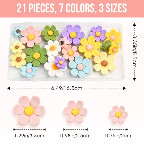 Imanes decorativos de flores para nevera, set 21 piezas miniatura 2