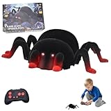 Realistic RC Spider Robot,360°Rotation Wall Crawler Electronic Pets,Remote Control Spider Toys with Spray/Light/Music,Wall & Floor Dual Modes SpiderToy, Christmas Birthday Easter Toys Gifts