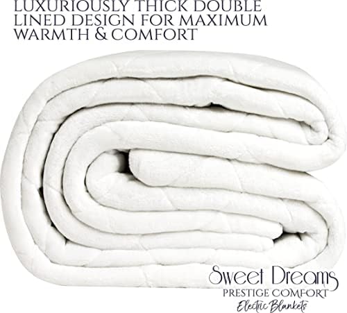Sweet Dreams Electric Blanket Super King Dual Controls Size 203 x 182 x 40cm - Prestige Plush Fleece - Fully Fitted - Overheat Protection - Machine Washable Heated Mattress Cover Underblanket
