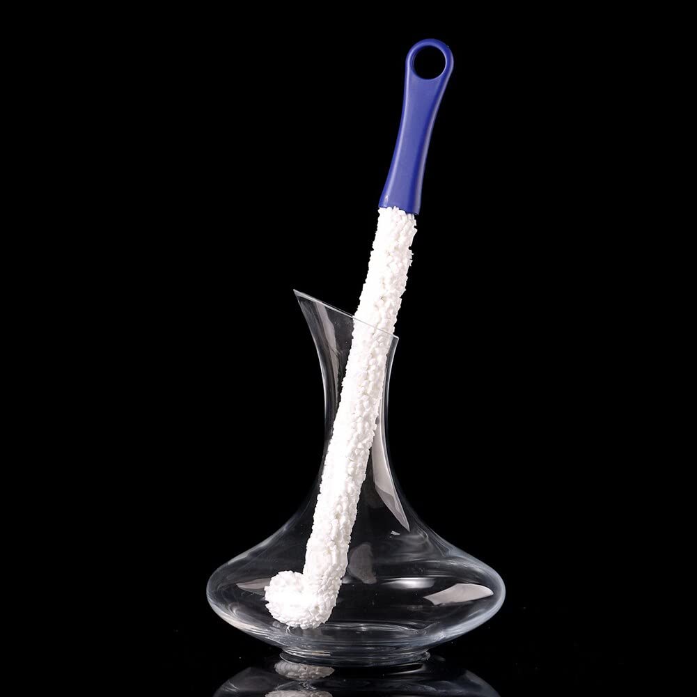Copa de Vidrio con Punta de Espuma Flexible Cuello Largo Decantador Cepillo de Lavado